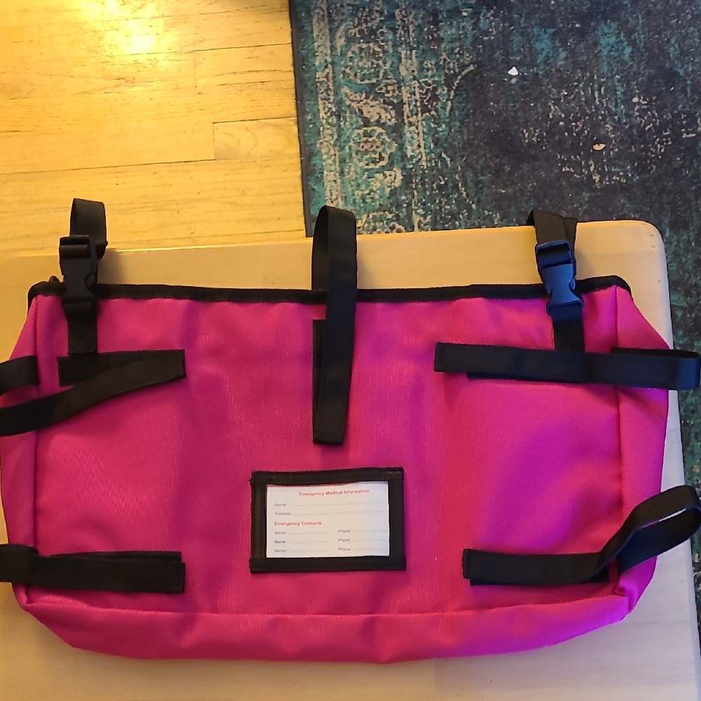 Vibrant Pink Bag For vwheelchair/walker Black Accents